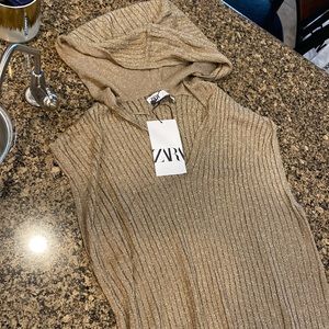 Hooded gold maxi dress from Zara Brand New with tags!!!